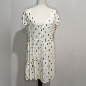 True Craft Cream Tiered Minidress with Flutter Sleeves